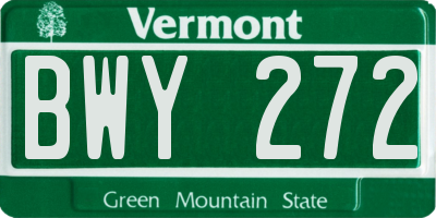 VT license plate BWY272