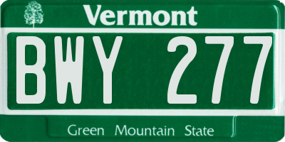 VT license plate BWY277
