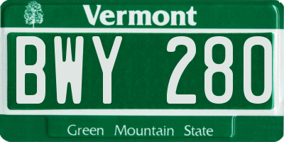 VT license plate BWY280