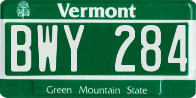 VT license plate BWY284