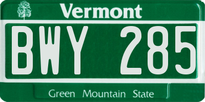 VT license plate BWY285