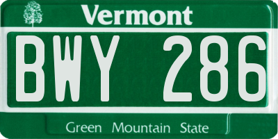 VT license plate BWY286