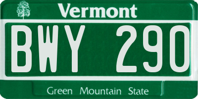 VT license plate BWY290