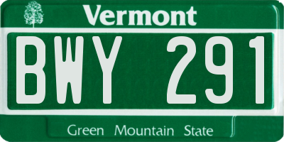 VT license plate BWY291