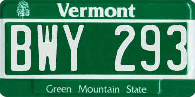 VT license plate BWY293