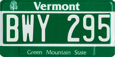 VT license plate BWY295