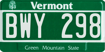 VT license plate BWY298