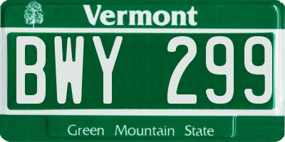 VT license plate BWY299