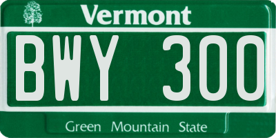 VT license plate BWY300