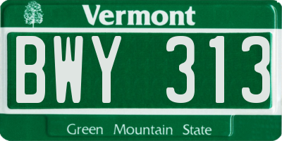 VT license plate BWY313