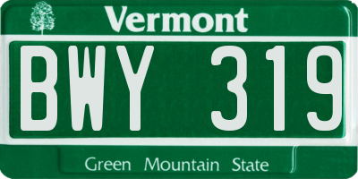 VT license plate BWY319