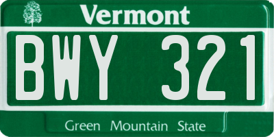 VT license plate BWY321
