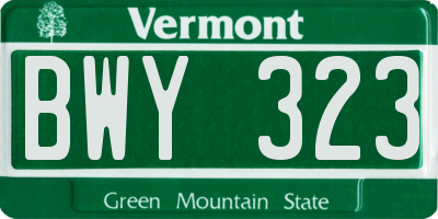 VT license plate BWY323