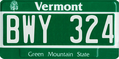 VT license plate BWY324