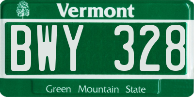 VT license plate BWY328