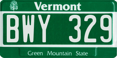 VT license plate BWY329