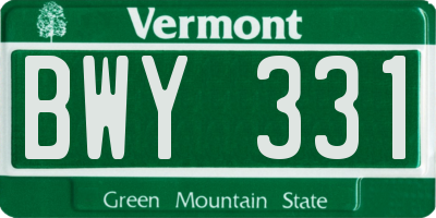 VT license plate BWY331