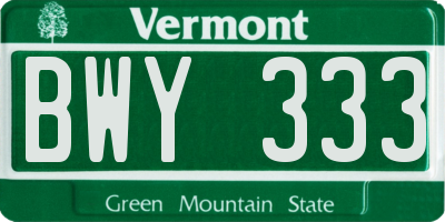 VT license plate BWY333