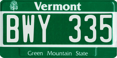 VT license plate BWY335