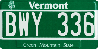 VT license plate BWY336