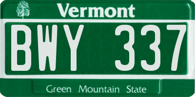 VT license plate BWY337