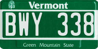 VT license plate BWY338