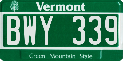 VT license plate BWY339