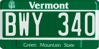 VT license plate BWY340