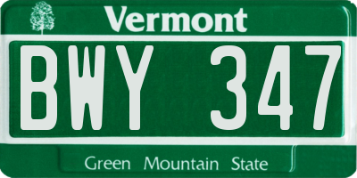 VT license plate BWY347