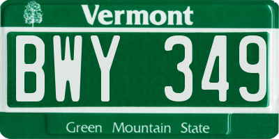 VT license plate BWY349