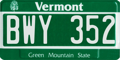 VT license plate BWY352