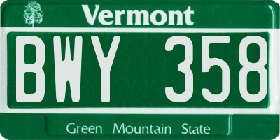 VT license plate BWY358