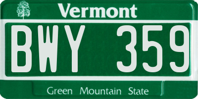 VT license plate BWY359