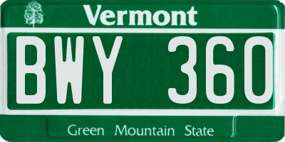 VT license plate BWY360