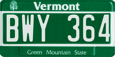 VT license plate BWY364