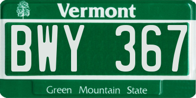 VT license plate BWY367