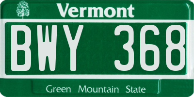 VT license plate BWY368