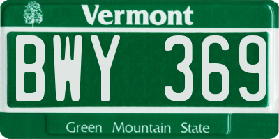 VT license plate BWY369