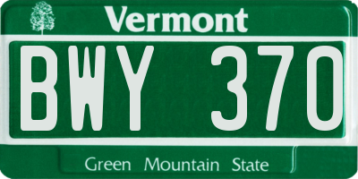 VT license plate BWY370