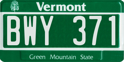 VT license plate BWY371