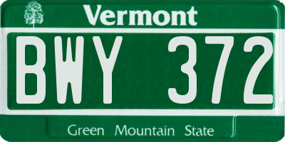 VT license plate BWY372