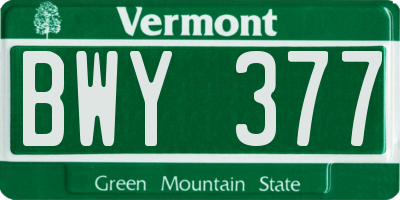 VT license plate BWY377