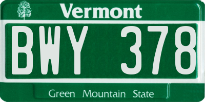 VT license plate BWY378