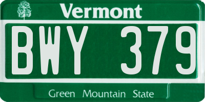 VT license plate BWY379