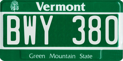VT license plate BWY380