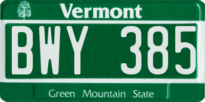 VT license plate BWY385