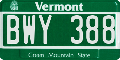 VT license plate BWY388