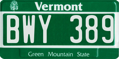 VT license plate BWY389