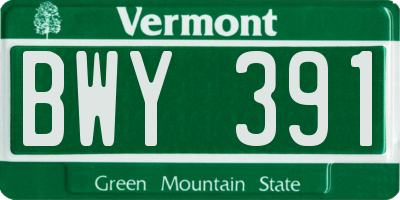 VT license plate BWY391