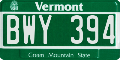 VT license plate BWY394